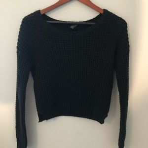 Black Cropped Knit Sweater
